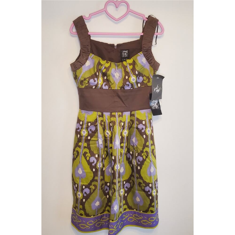 NWT Lord & Taylor Jax Size 2 Brown and Green Cotton & Silk Dress